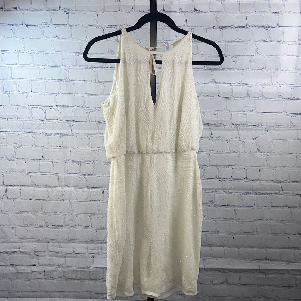 🤍 Cache White Fully Beaded Cocktail Dress – Size 4 (NWT)